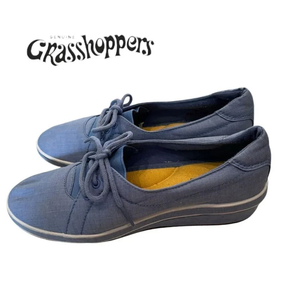 Grasshoppers CAMILLE Blue Canvas Comfort Lace Casual Shoes Sneakers  8 8N